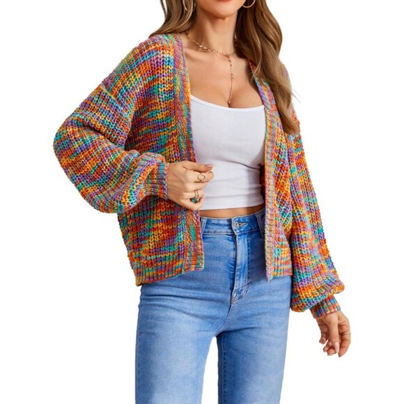 Comfortable Women's Ribbed Knit Cropped Cardigan Sweater - Perfect for Layering